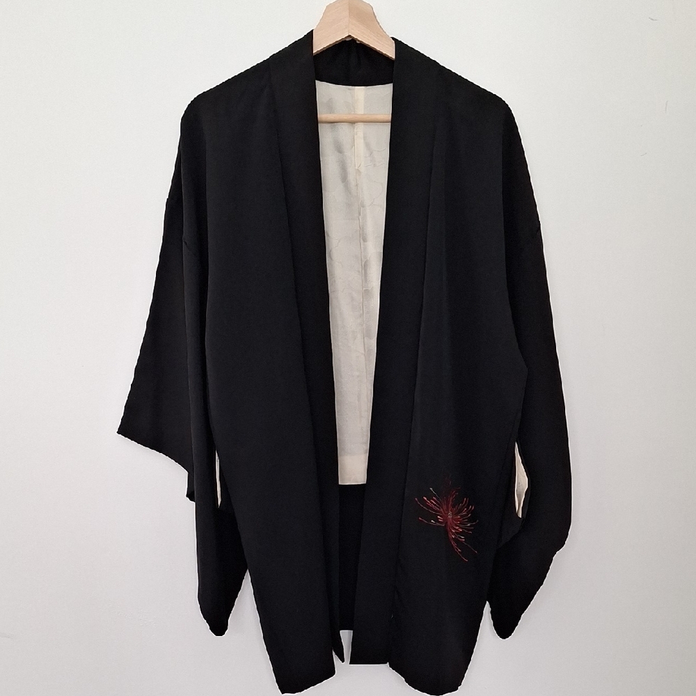 Black Kimono with Red Embroidery